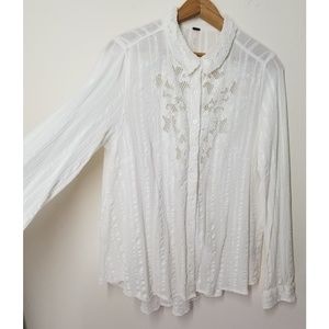 Free People Crochet and Embroidery Trapeze Shirt